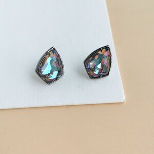 Alicia Bonnie Miley Collection. Gunmetal Black Light Gray Dichroic Glass Earring